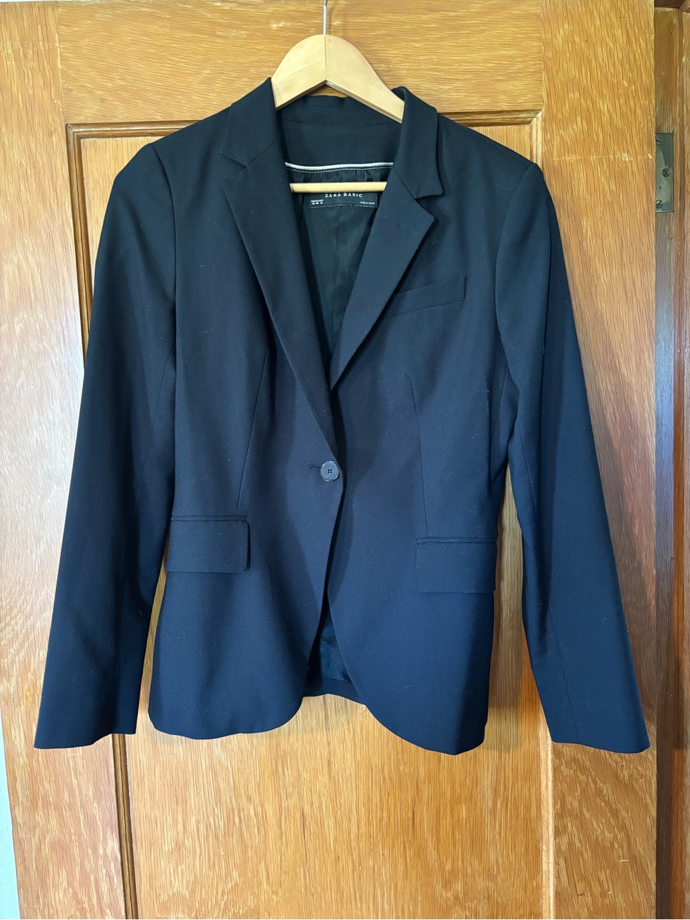Zara Black Single-Button Tailored Blazer Jacket